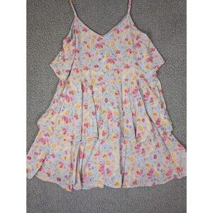 Boutique 31:25 Lilac Floral Dress Sleeveless Tiered Ruffles Lined Fairy Size L